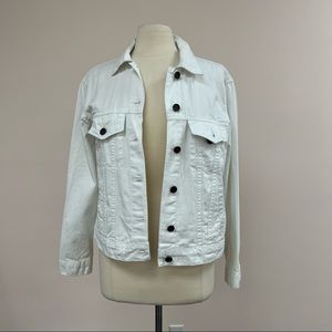 Denim & Bone Frida Kahlo “Fearless” Denim Jacket in White